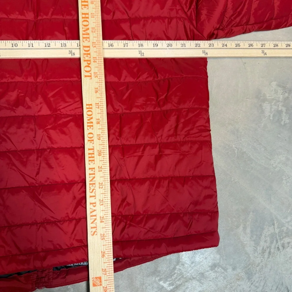 True Religion Mens Red Puffer Jacket Horseshoe Logo Full Zip Size M 50100-00